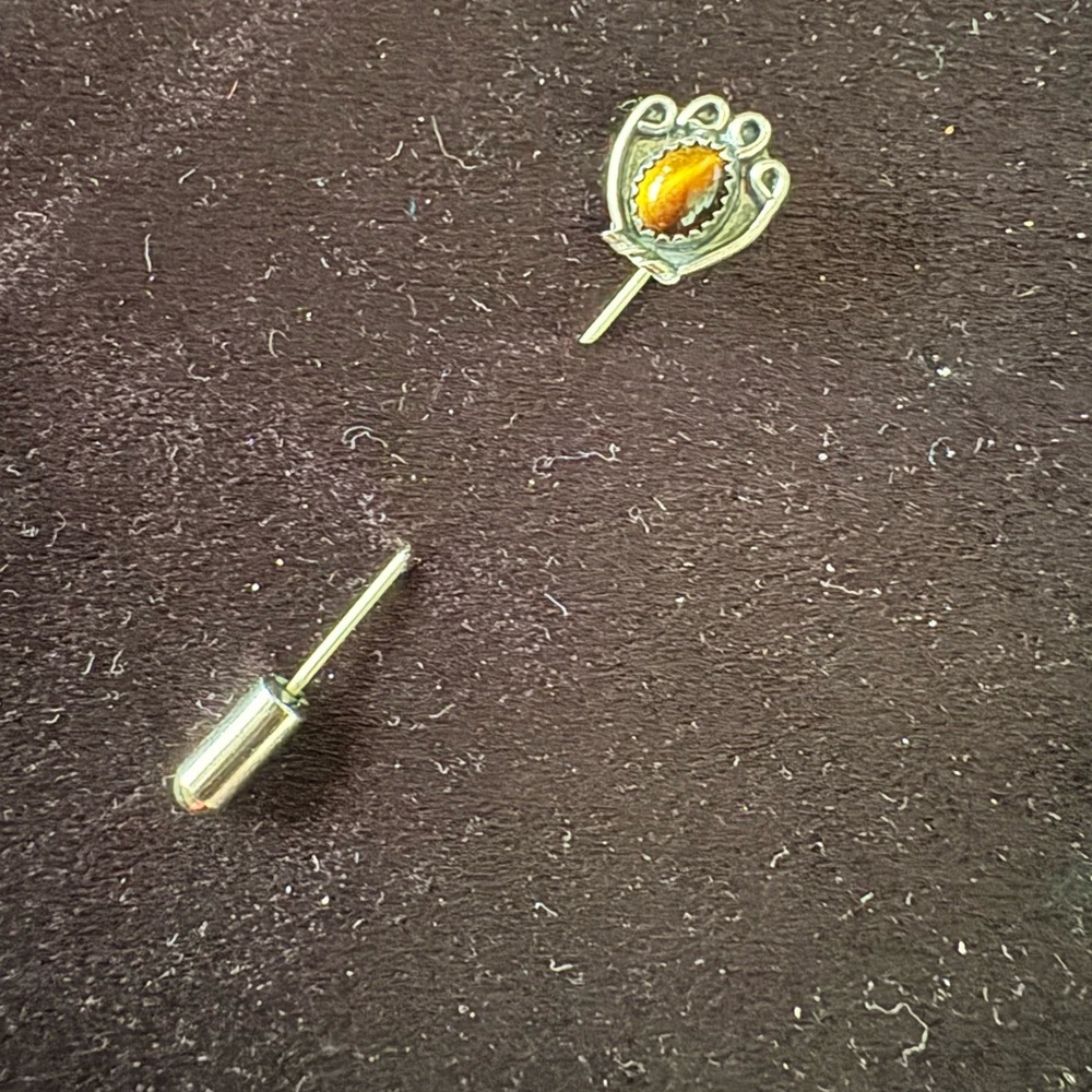Vintage Native American Stick Pin/Hat Pin Featuring Large Tiger’s Eye Cabochon